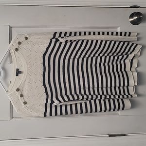 Talbots Navy and White Striped Sweater